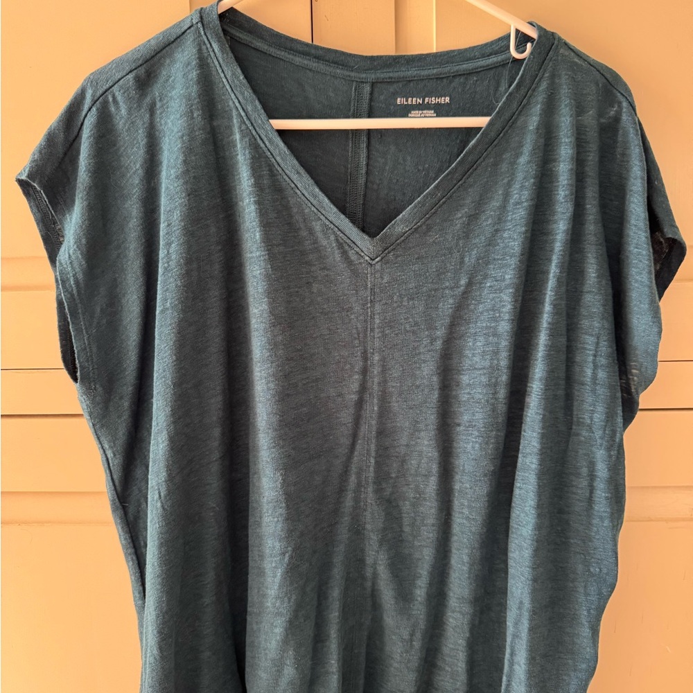 Eileen Fisher Women's Deep Teal Short Sleeve Top
